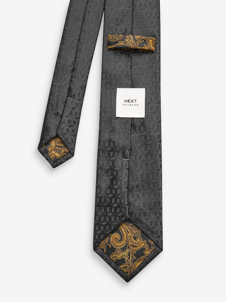 Black Jacquard Pattern Tie - Image 3 of 3