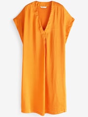 Orange Satin Kaftan Coverup Beach Summer Dress - Image 4 of 4