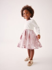 Розовое жаккардовое платье с длинными рукавами и бантом Baker by Ted Baker - Image 4 of 10
