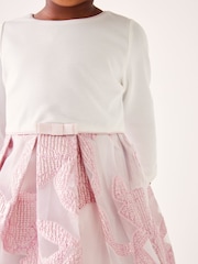 Розовое жаккардовое платье с длинными рукавами и бантом Baker by Ted Baker - Image 6 of 10