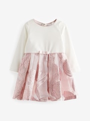 Розовое жаккардовое платье с длинными рукавами и бантом Baker by Ted Baker - Image 8 of 10