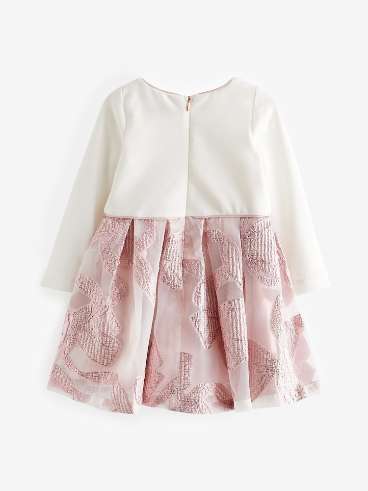 Růžové žakárové šaty s dlouhými rukávy a mašlí Baker by Ted Baker - Image 9 of 10