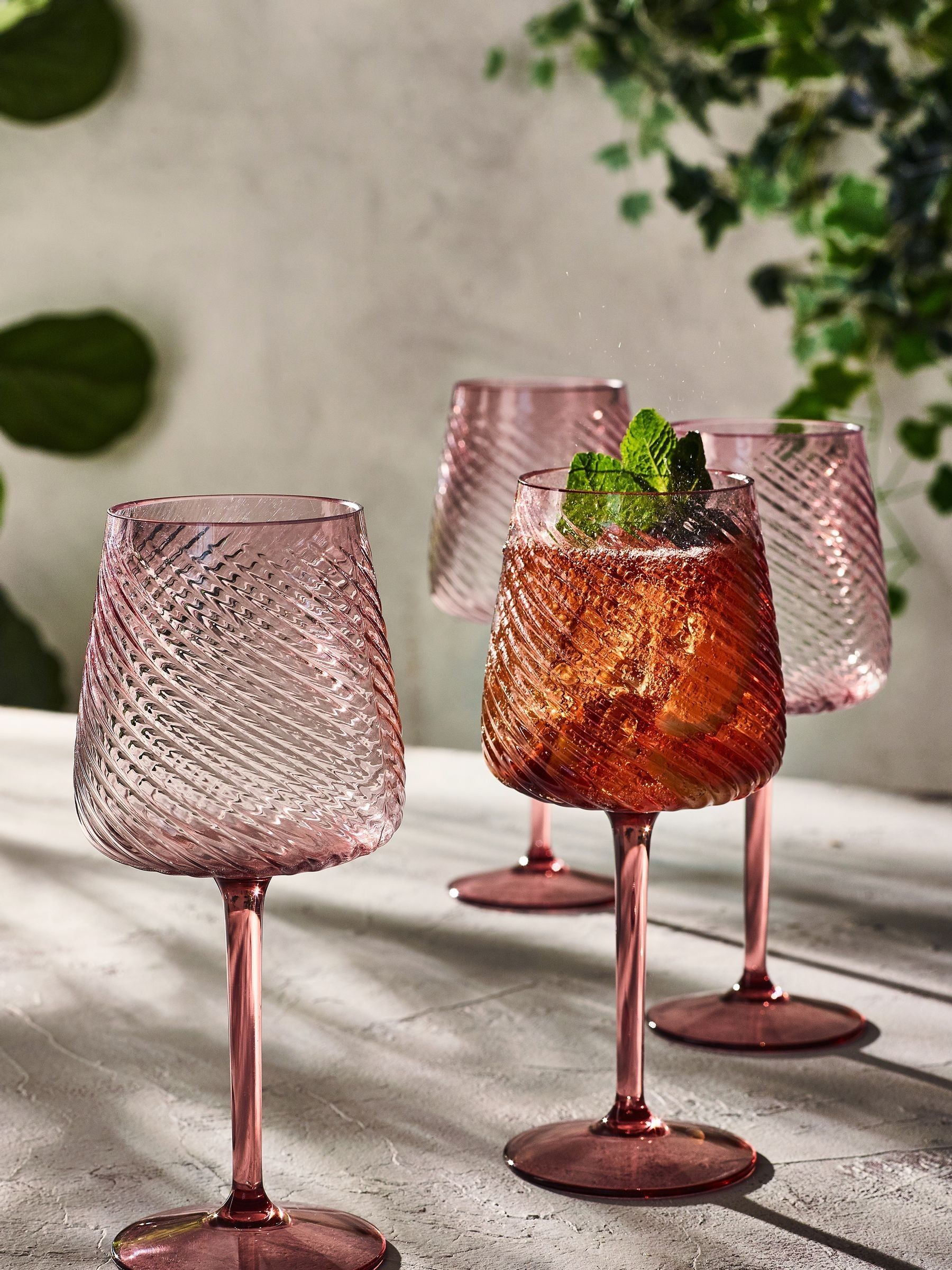 Buy Set of 4 Pink Sienna Plastic Picnic Wine Glasses from Next Luxembourg
