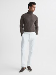 Reiss Mouse Brown Melange Caine Merino Wool Roll Neck - Image 3 of 5