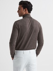 Reiss Mouse Brown Melange Caine Merino Wool Roll Neck - Image 5 of 5