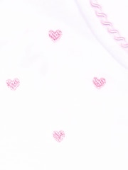 JoJo Maman Bébé Pink Heart Embroidered Cotton Baby Sleepsuit - Image 5 of 5