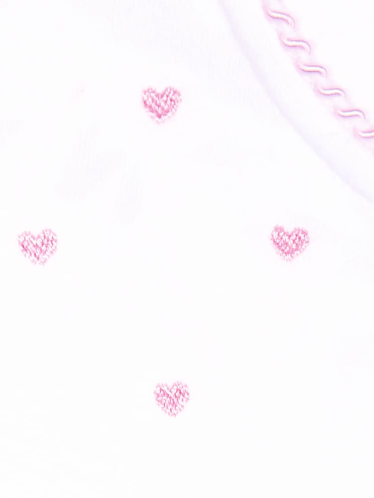 JoJo Maman Bébé Pink Heart Embroidered Cotton Baby Sleepsuit - Image 5 of 5