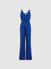Reiss Bright Blue Ana Linen Jumpsuit - Image 2 of 7