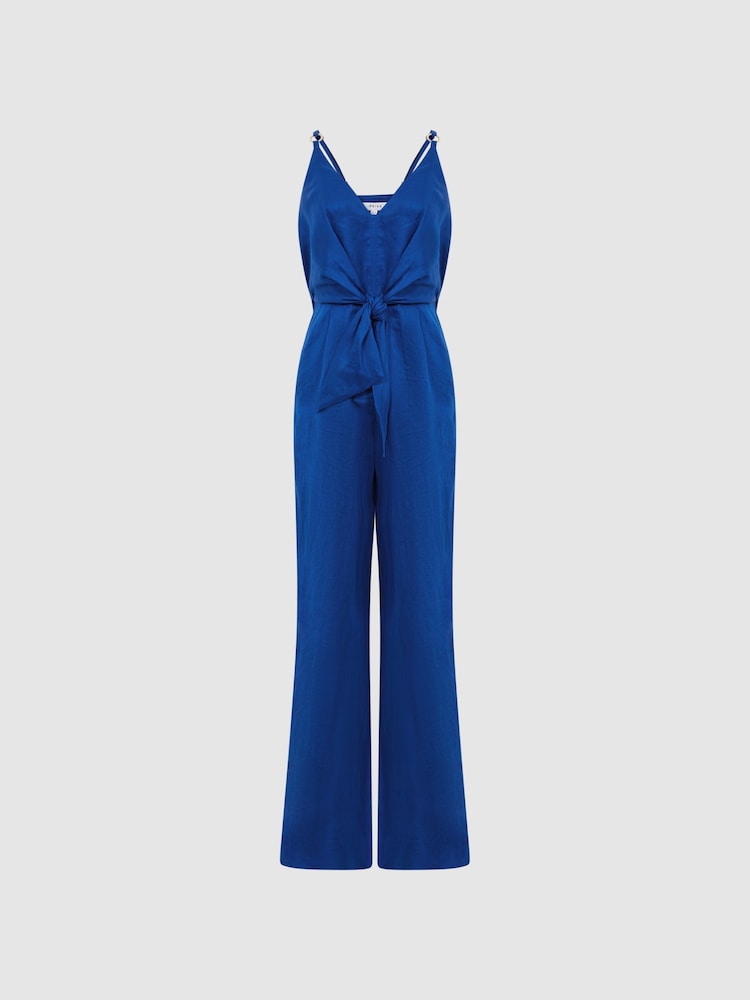 Reiss Bright Blue Ana Linen Jumpsuit - Image 2 of 7