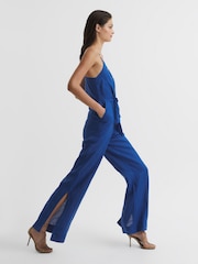Reiss Bright Blue Ana Linen Jumpsuit - Image 6 of 7