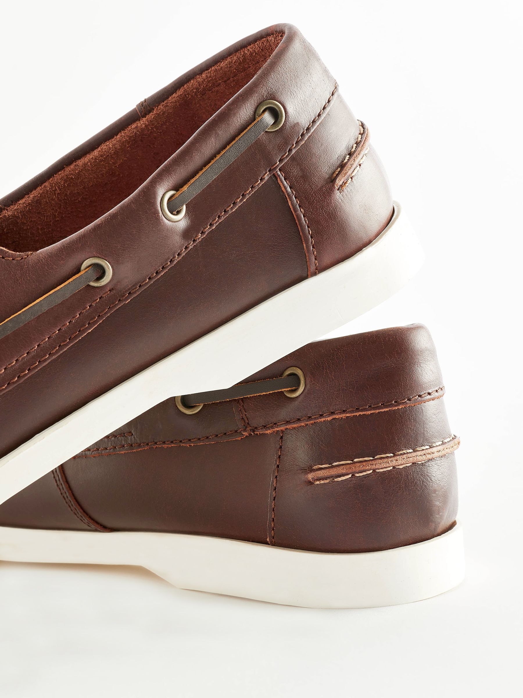 Buy Chestnut Brown Classic Leather Boat Shoes from Next Luxembourg