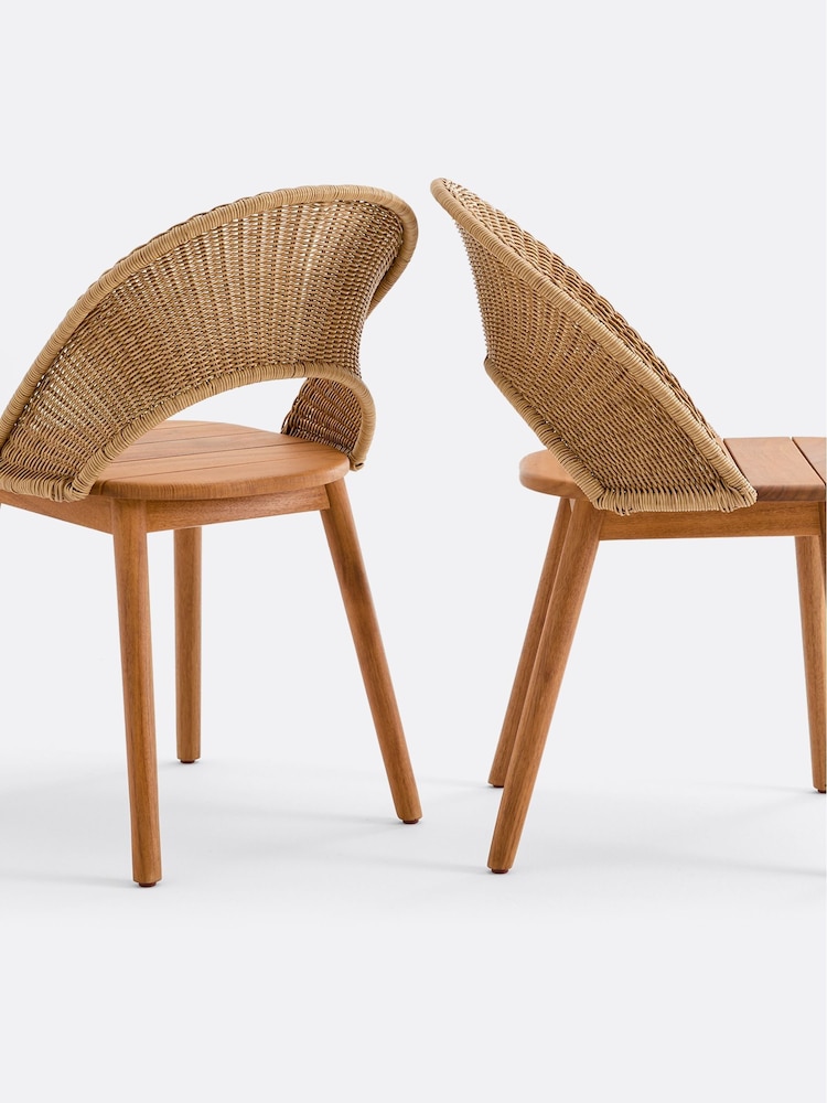 La Redoute Intérieurs Set of 2 Natural Elisole Solid Acacia Garden Chairs - Image 2 of 3 La Redoute Intérieurs Set of 2 Natural Elisole Solid Acacia Garden Chairs - Image 2 of 3