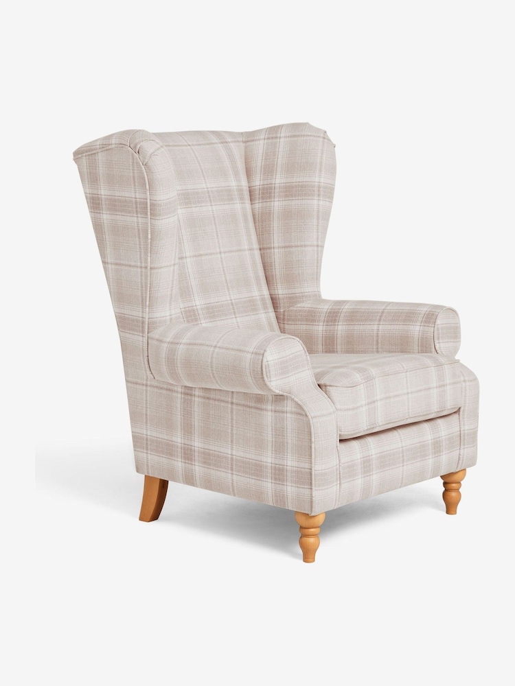 Versatile Check Nevis Light Natural Grande Sherlock Highback Armchair - Image 2 of 10