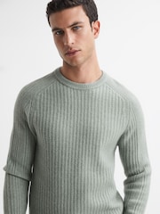 Reiss Sage Millerson Wool-Cotton Textured Crew Neck Jumper - Image 1 of 5
