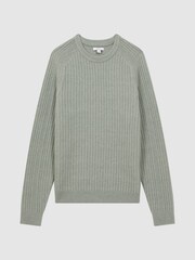 Reiss Sage Millerson Wool-Cotton Textured Crew Neck Jumper - Image 2 of 5