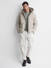 Reiss Sage Millerson Wool-Cotton Textured Crew Neck Jumper - Image 3 of 5