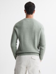 Reiss Sage Millerson Wool-Cotton Textured Crew Neck Jumper - Image 5 of 5