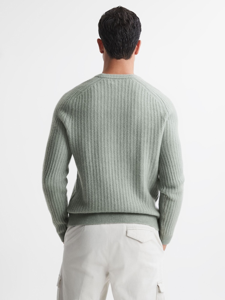 Reiss Sage Millerson Wool-Cotton Textured Crew Neck Jumper - Image 5 of 5