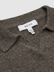Reiss Mouse Melange Swift Senior Wool-Cashmere Blend Open Collar Polo - Image 6 of 6