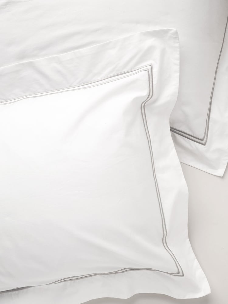 Truly Set of 2 White Satin Stitch Oxford 100% Cotton Pillowcases - Image 2 of 3