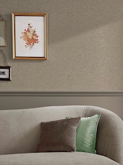 Graham & Brown Brown Twill Beige 10M Wallpaper - Image 1 of 3