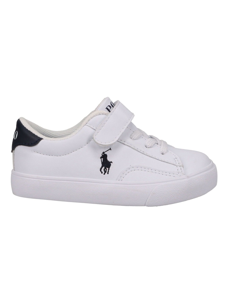 Polo Ralph Lauren White/Blue Polo Ralph Lauren Kids Theron Velcro Trainers - Image 1 of 5