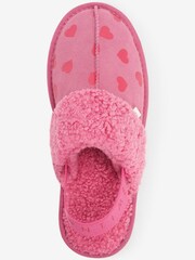 Pink Heart Suede Mule Slippers with Elastic Support - Image 6 of 7