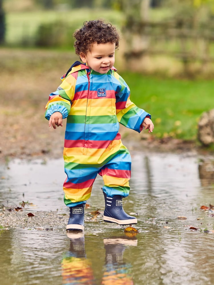 JoJo Maman Bébé Multi Rainbow Lined Waterproof Puddle Suit - Image 2 of 7