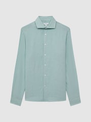 Reiss Aquamarine Ruban Linen Long Sleeve Shirt - Image 2 of 6