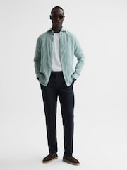 Reiss Aquamarine Ruban Linen Long Sleeve Shirt - Image 3 of 6