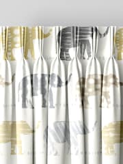 Lemon Yellow Kids Patterned Elephants Made To Measure 100% Cotton Curtains - Image 5 of 9