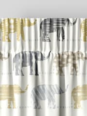 Lemon Yellow Kids Patterned Elephants Made To Measure 100% Cotton Curtains - Image 6 of 9