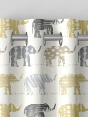 Lemon Yellow Kids Patterned Elephants Made To Measure 100% Cotton Curtains - Image 7 of 9