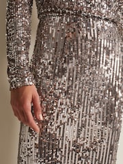 Phase Eight Natural Metallics Milani Sequin Pencil Midi Skirt - Image 5 of 6