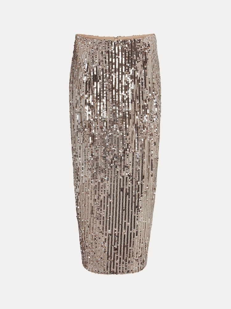 Phase Eight Natural Metallics Milani Sequin Pencil Midi Skirt - Image 6 of 6