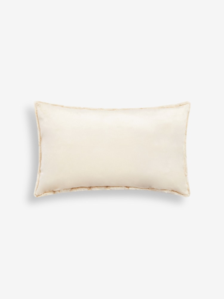 Buy Ivory Natural 50 x 30cm Luna Scallop Faux Fur Cushion from the