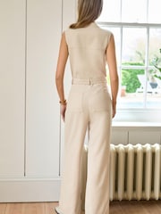 Ecru Cream Utility Belted Jumpsuit - Image 3 of 4
