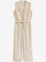 Ecru Cream Utility Belted Jumpsuit - Image 4 of 4