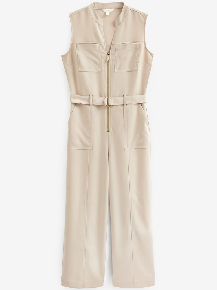 Ecru Cream Utility Belted Jumpsuit - Image 4 of 4