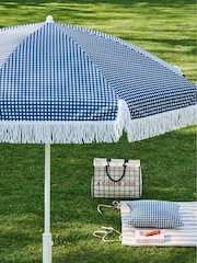La Redoute Intérieurs White Blue Parasol with Fringe - Image 1 of 6