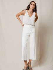 Mint Velvet White Crop Wide Jeans - Image 1 of 3