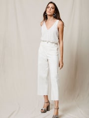 Mint Velvet White Crop Wide Jeans - Image 2 of 3