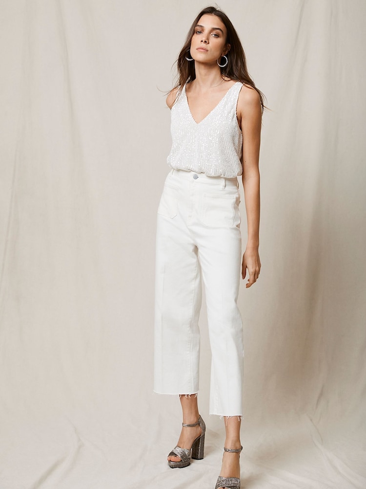 Mint Velvet White Crop Wide Jeans - Image 2 of 3