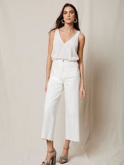 Mint Velvet White Crop Wide Jeans - Image 3 of 3