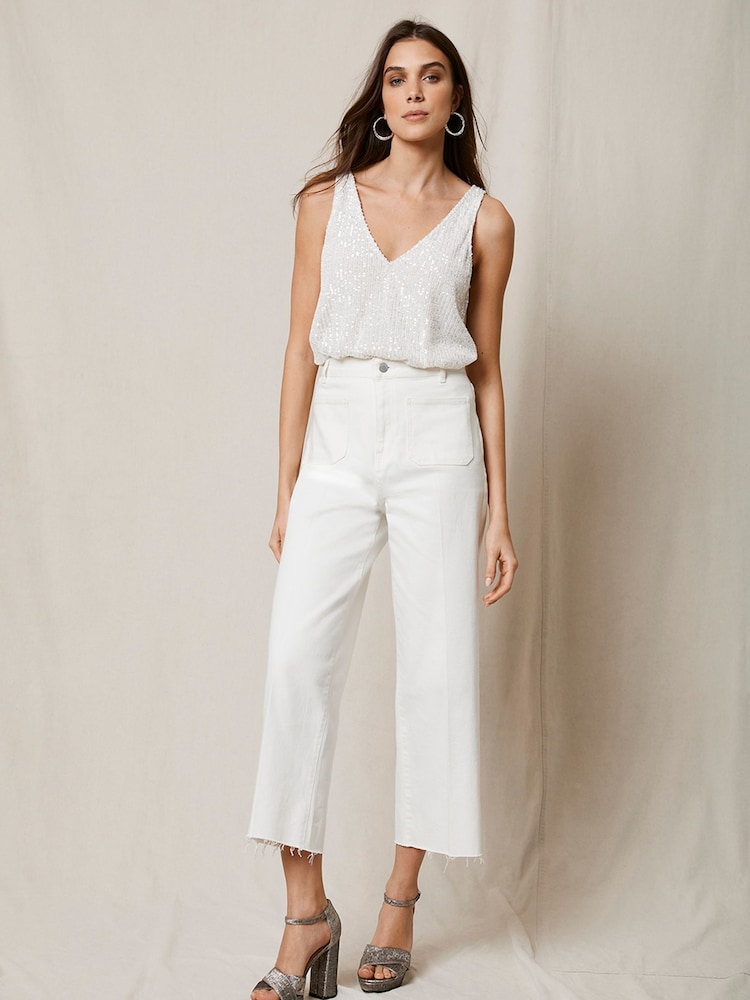 Mint Velvet White Crop Wide Jeans - Image 3 of 3