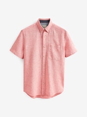 Light Pink Regular Fit Linen Blend Short Sleeve Shirt - Image 2 of 3