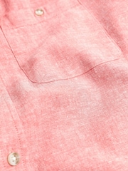 Light Pink Regular Fit Linen Blend Short Sleeve Shirt - Image 3 of 3