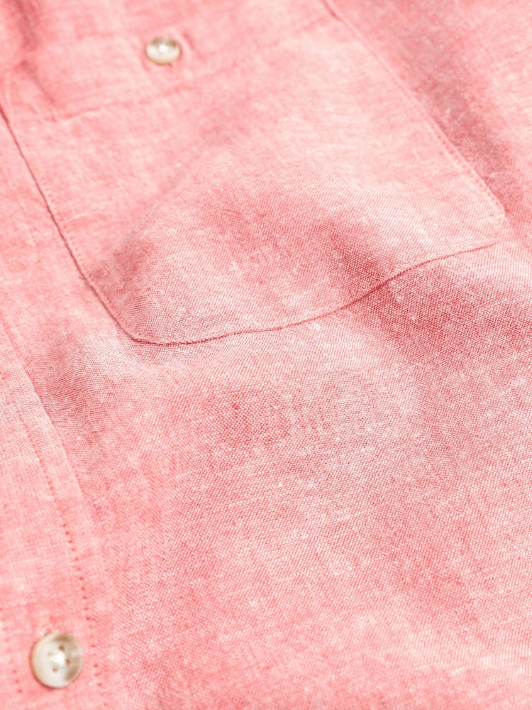 Light Pink Regular Fit Linen Blend Short Sleeve Shirt - Image 3 of 3