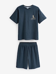 Navy Blue 100% Cotton Palm Print Short Pyjamas 3 Pack (3-16yrs) - Image 2 of 5