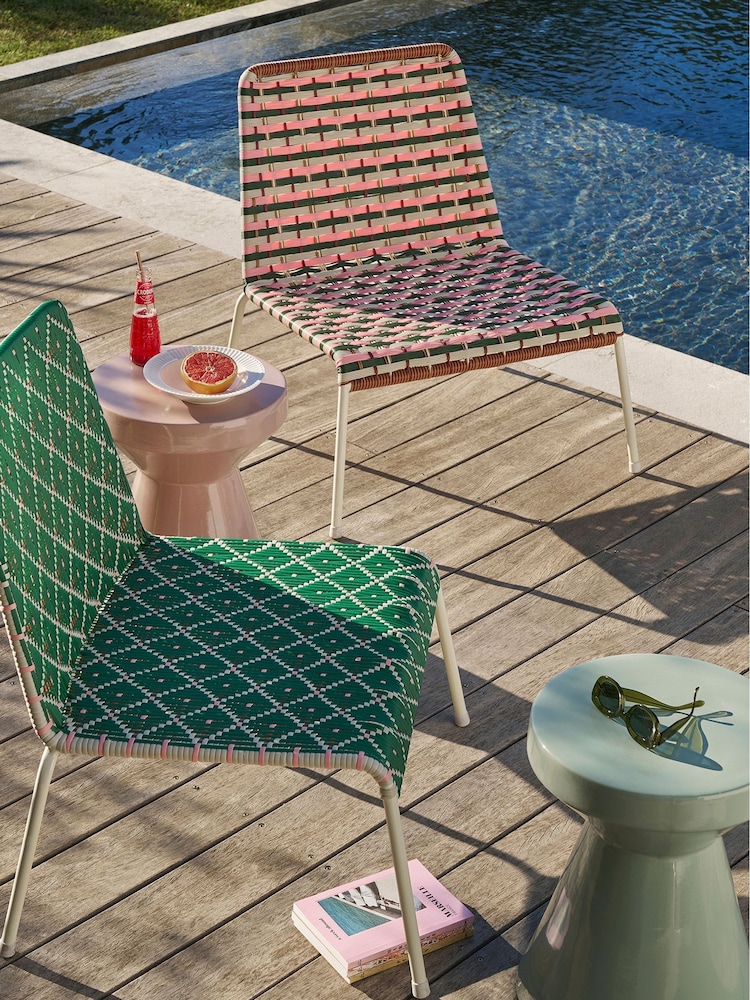 La Redoute Intérieurs Green Pink Velrose Low Garden Chair - Image 1 of 4 La Redoute Intérieurs Green Pink Velrose Low Garden Chair - Image 1 of 4